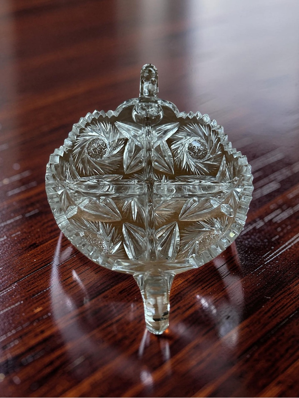 Cut Crystal Three-Legged Candy Dish - Clear